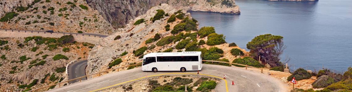 tourist coach on a mountain road
