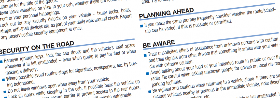 Security advice for trucks operators and drivers