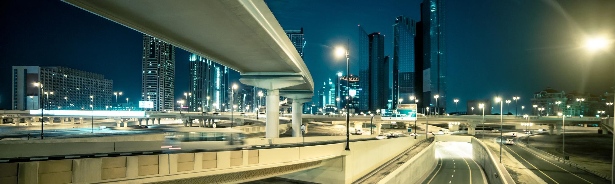 Dubai roads at night