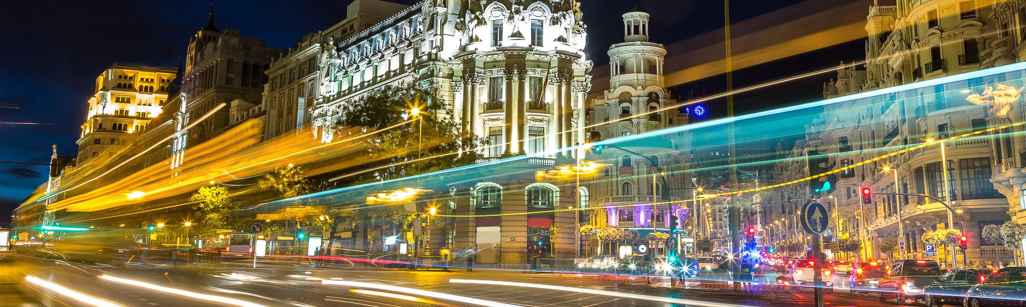 madrid traffic at night