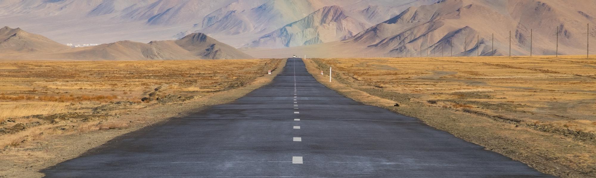 road in the steppe of Mongolia