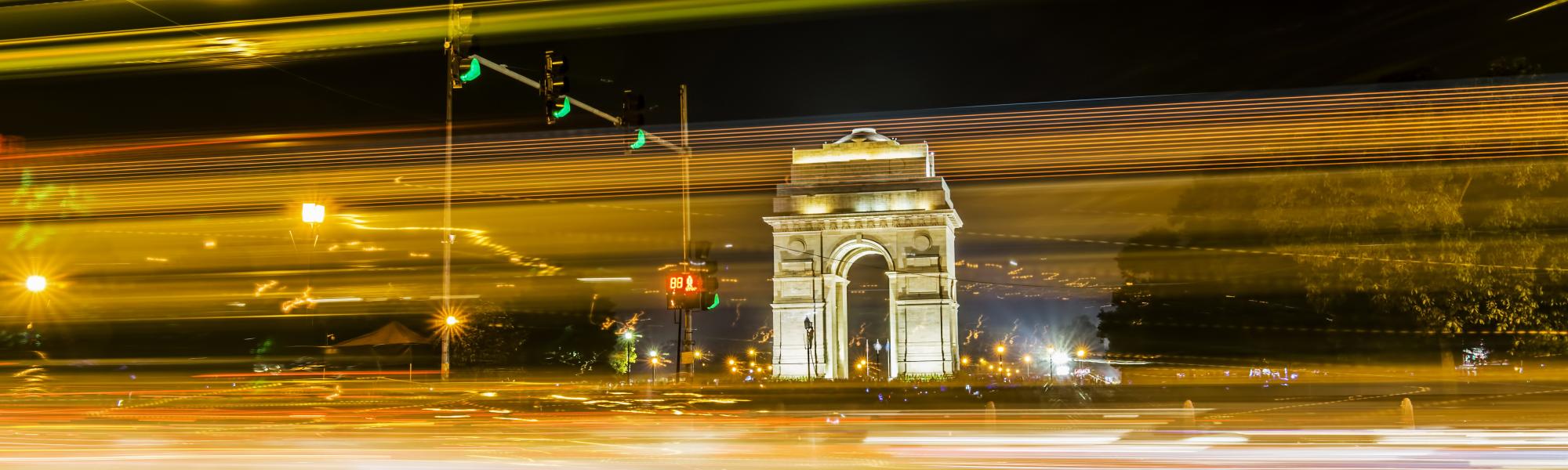 India gate at night New Delhi 