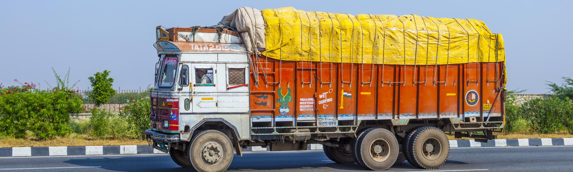 Indian truck on a highway