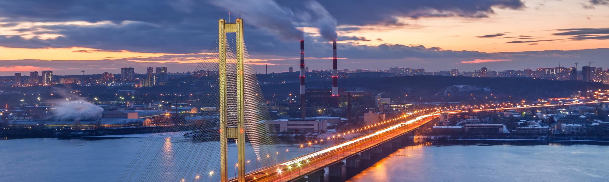 kiev bridge at dusk