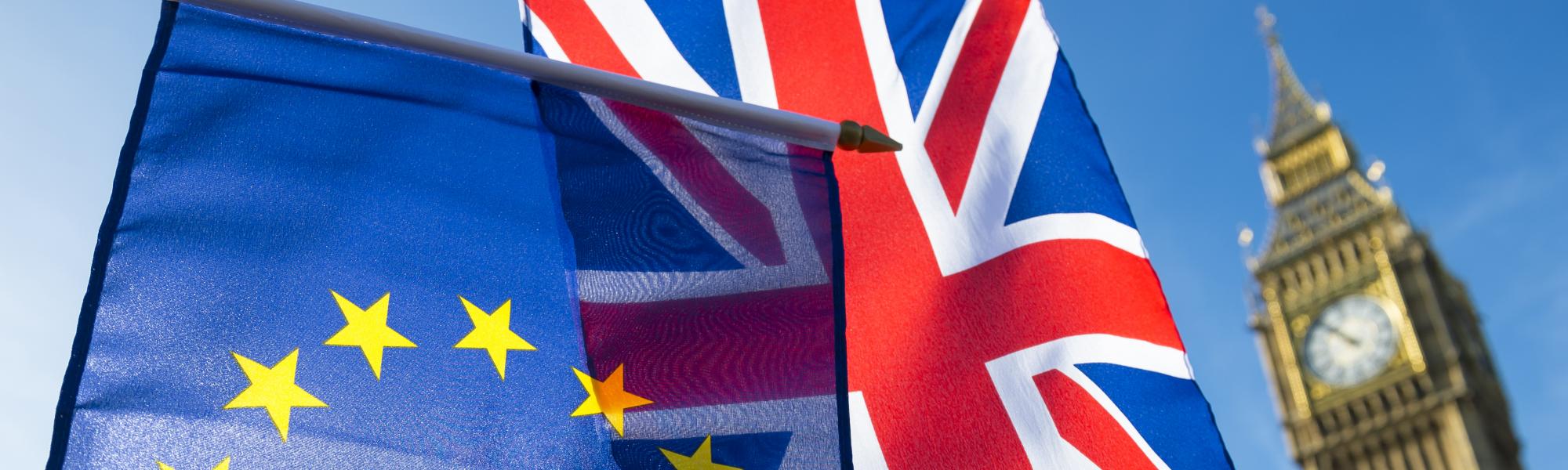 Brexit and EU flag with Big Ben
