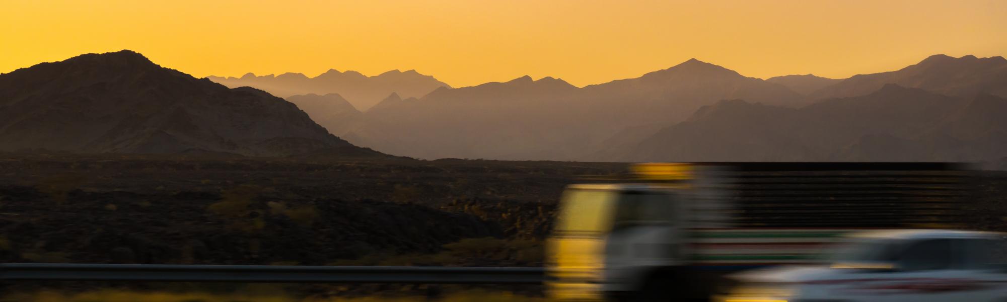 saudi fast moving vehicles against the desert