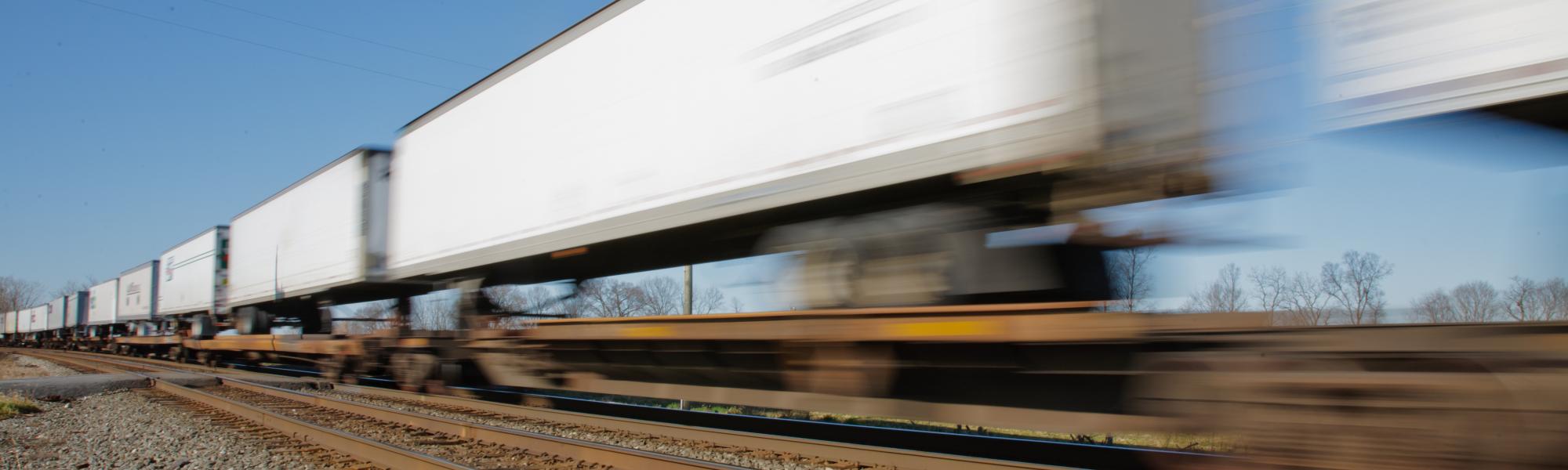 intermodal truck on tracks