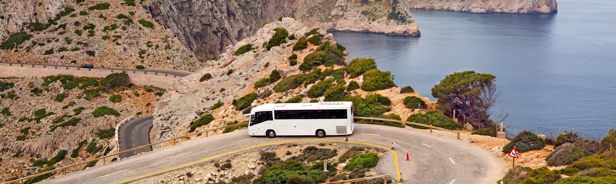 tourist coach on a mountain road