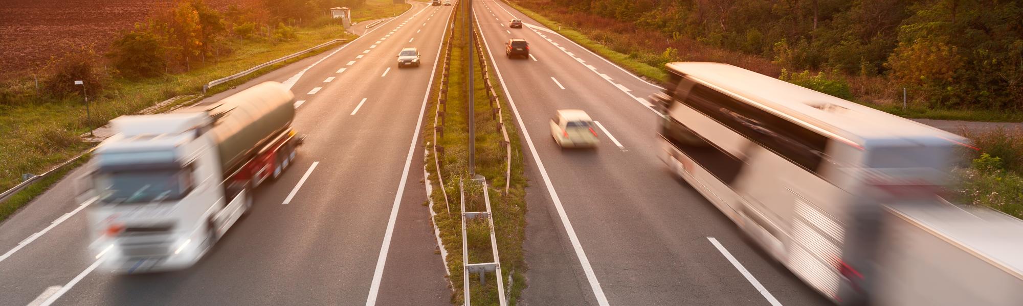 bus on coach on a highway