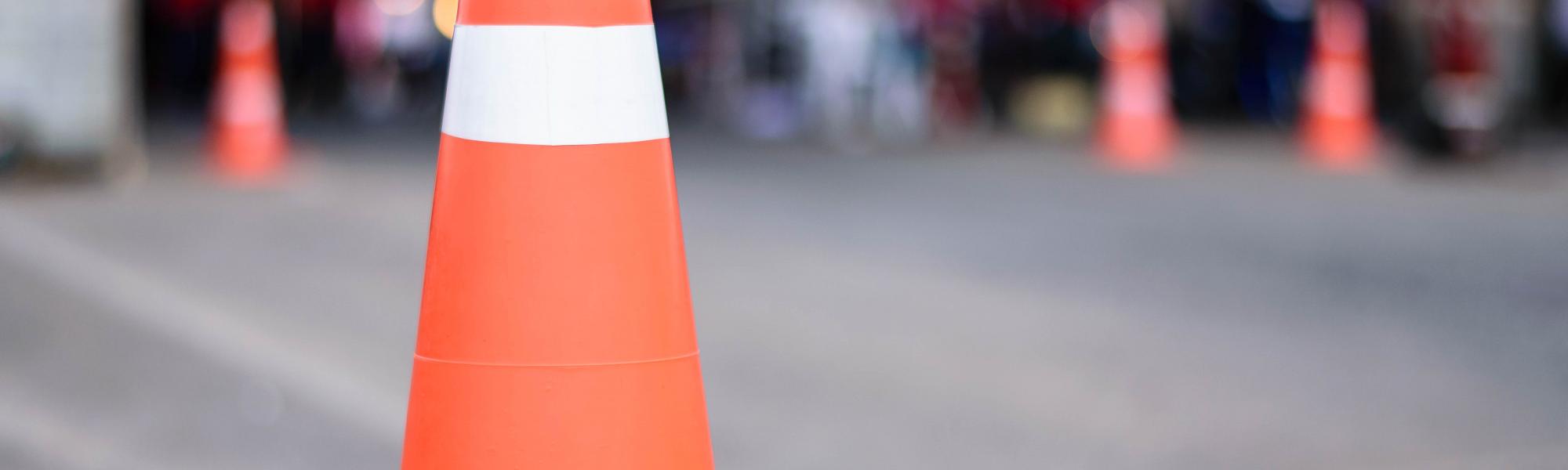 Traffic cone on road