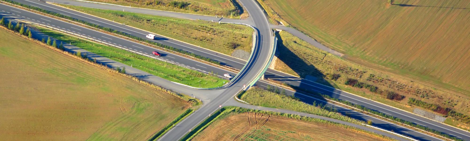 aerial view of highway in the EU