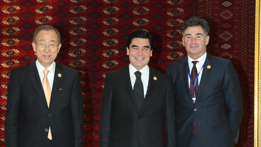 Umberto de Pretto with Ban Ki Moon and President of Turkmenistan