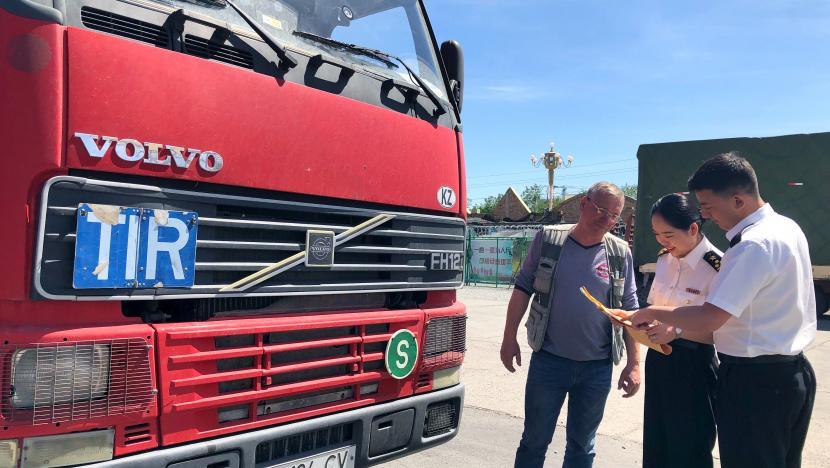 Kazakh TIR truck at Chinese customs