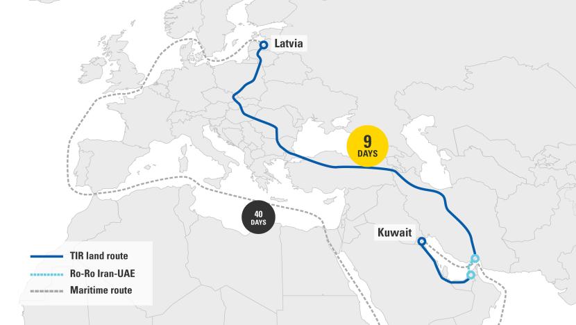 Intercontinental TIR transport slashes Europe-Middle East transit by 77%