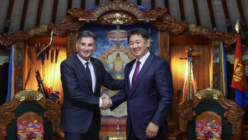 RU Secretary General Umberto de Pretto and the President of Mongolia Ukhnaagiin Khurelsukh
