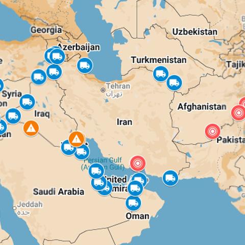 Iran border crossing points map